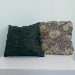 1 Green Pillow & 1 Floral Pillow