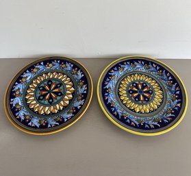 A Pair Of Hand Painted Sister Plates From The Italian Region Of Ravello