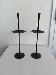 Vintage Jens Quistgaard Dansk Design Cast Iron Candlestick Holders (set Of 2)