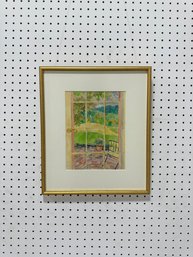 Framed Water Color-View Through A Window-Unsigned.