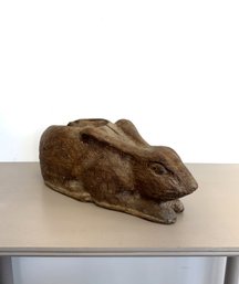 Carved Wooden Bunny Rabbit Planter