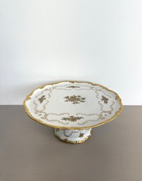 Vintage Reichenbach Porcelain Pedestal Cake Stand With Gold Trim