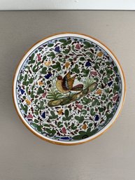 Vintage Italian Deruta Bird & Botanicals Bowl, Signed