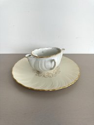 Vintage French Porcelain Gravy Boat & Lenox Scalloped Salad Plate (2-piece Set)