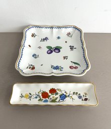 Vintage Richard Ginori Porcelain Plum Dish & Aynsley Bone China Mint Tray (2-Piece Tray)