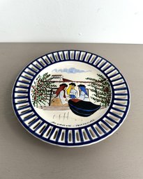 Vintage Openwork Portuguese Ceramic Plate, 'algarve, Portugal'