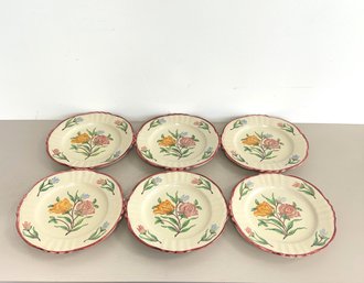 Grazia Deruta Hand Painted Scalloped Rose Dishware Set (set Of 6)