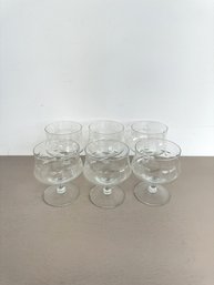 Vintage Etched Compote Wine Glasses (set Of 6)