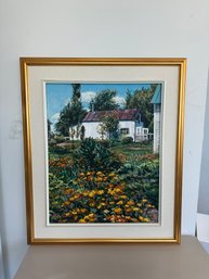 Framed Painting 'Histoire D'un Jardin' Signed By Chantal Touchette