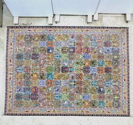 Hand-knotted Moroccan Area Rug With Compartment Design