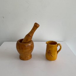 Mortar, Pestle, & Creamer