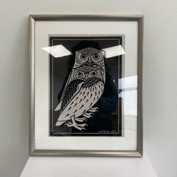 Framed Black & White Owl Print