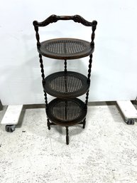 Vintage 3 Tiered Cake Stand With Cane Shelves