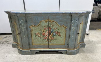 Vintage Hand Painted Venetian Side Board With Floral Motif (Includes 3 Keys)