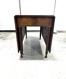 1940s Fruitwood Gate Leg Drop Leaf Spindle Dining Buffet Table