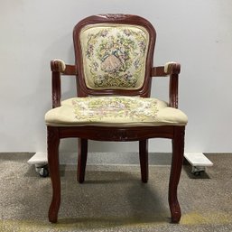 Tapestry Inspired Wood Framed Occasional Chair #1