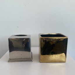 Tissue Box & Gold Planter