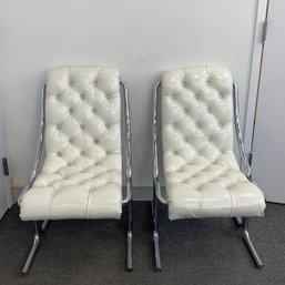 Vintage White Tufted Kitchenette Chairs