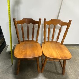 Pair Of Vintage Maple Spindle Back Chairs #1