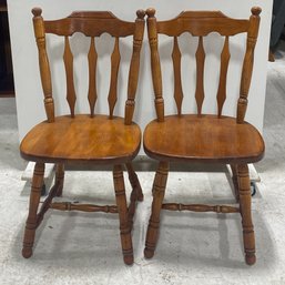 Pair Of Vintage Maple Spindle Back Chairs #3