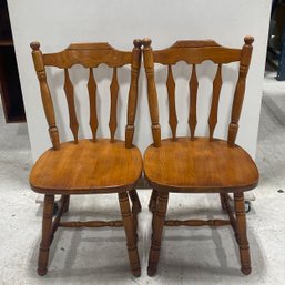 Pair Of Vintage Maple Spindle Back Chairs #4