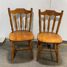 Pair Of Vintage Maple Spindle Back Chairs #2