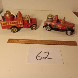 2 Japan-made Tin Friction Firetrucks