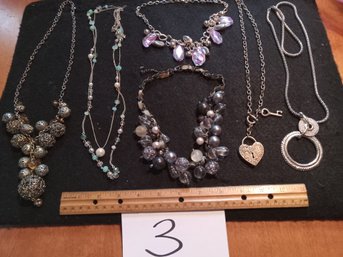 Silvertone Necklace Lot