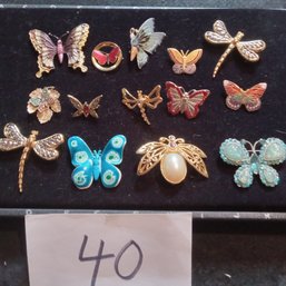 Beautiful Butterfly And Firefly Brooch Lot