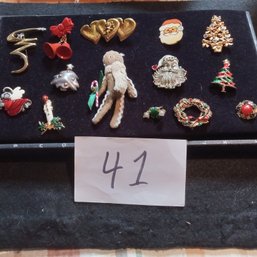 Christmas Brooch Lot