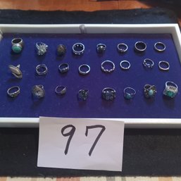 Assorted Southwest Silver Ring Lot - Some Sterling, Some Mexican - Various Sizes