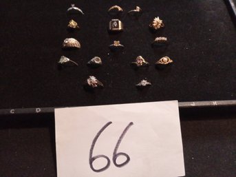 LOT 15 RINGS - MOSTLY GOLD FILLED OR GOLD PLATED