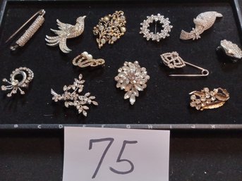 RHINESTONE BROOCH LOT