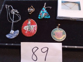 LARGE PENDANT LOT, SOME STERLING, LIZ CLAIBORNE IN BOX