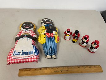 OIL CLOTH DOLLS - AUNT JEMIMA AND UNCLE MOSE SALT/PEPPER BA