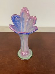 PULLED PINK AND BLUE MURANO-STYLE VASE