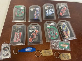 LOT OF 13 NASCAR KEYCHAINS