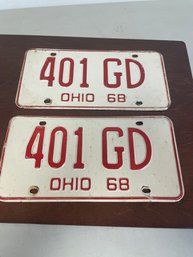 1968 OHIO LICENSE PLATES 401-GD