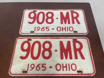 PAIR 1965 OHIO STATE LICENSE PLATES