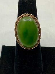 Vintage Chinese 18K Rose Gold Jade Ring