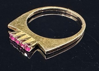 Unusual Antique 14K Yellow Gold Ruby Ring