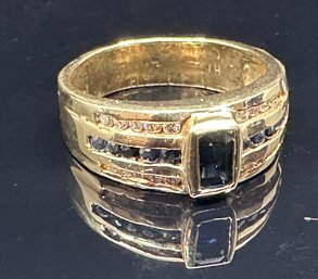 Stunning 14K Gold Diamond & Sapphire Ring