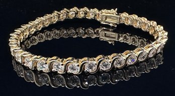 Gorgeous 925 Sterling Vermeil Faux Diamond Tennis Bracelet