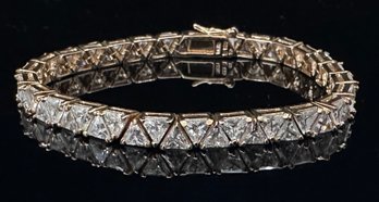 Gorgeous Sterling Vermeil Faux Diamond Tennis Bracelet