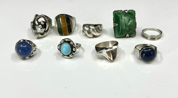 Lot Of 9 Vintage Estate Sterling Silver Rings