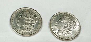 Two Uncirculated Morgan Silver Dollars, Great Luster, Estate-Fresh