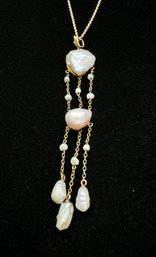 Beautiful Victorian Pearl Necklace 10k & 14k Mixed