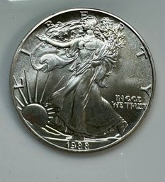 1988 US Silver Eagle UNC Silver Dollar .999 Fine