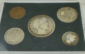 1907/1908 Type Set US Coins: Silver Barbers, Indian Head, Etc