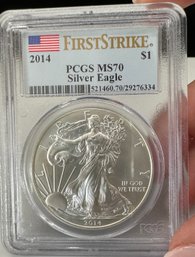 2014 PCGS FIRST STRIKE MS70 Silver Eagle 999 Fine Silver Coin